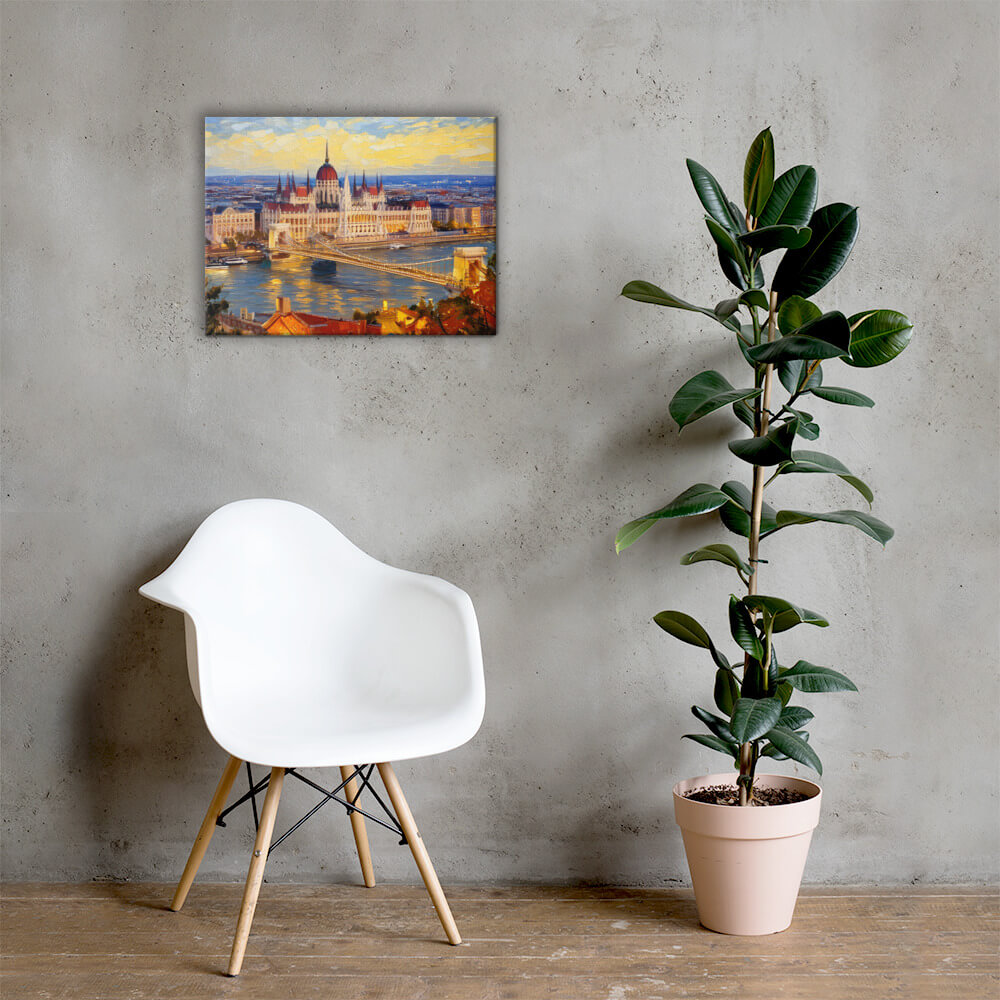 Impasto painting sunset in Budapest - Image 3