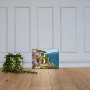 Impasto painting of a Lake Como Villa - Image 5