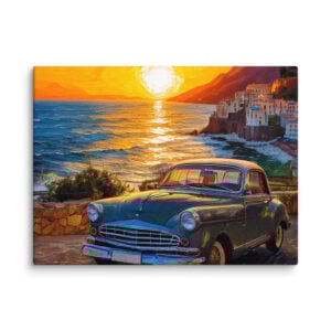Impasto painting of sunset in Amalfi
