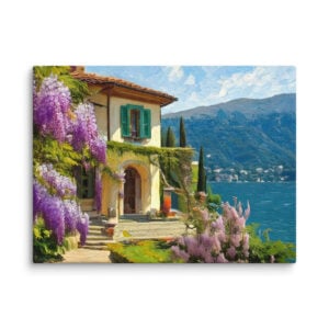 Impasto painting of a Lake Como Villa