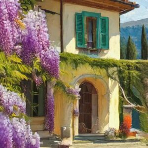 Impasto painting of a Lake Como Villa - Image 2