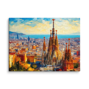 Impasto painting of Barcelona