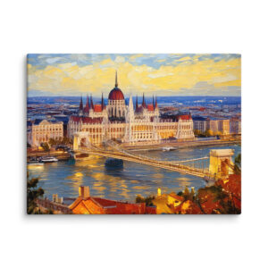 Impasto painting sunset in Budapest