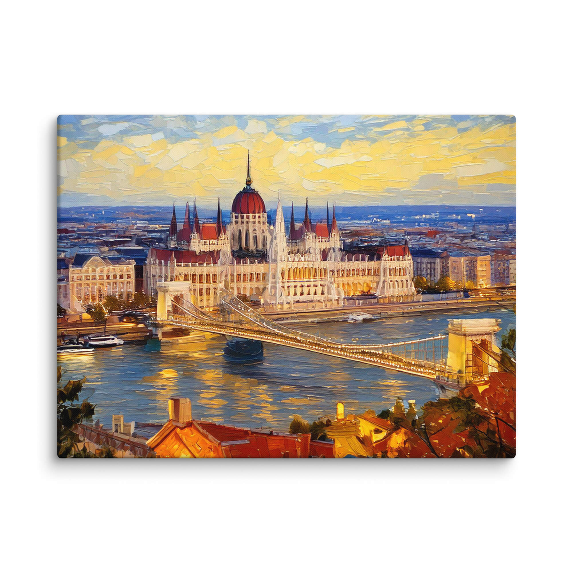 Impasto painting sunset in Budapest - Image 1
